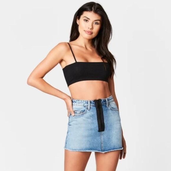 NWT Carmar Colin Half Zip Denim Mini Skirt Cotton Jean Womens  Sz 25 - Picture 1 of 11